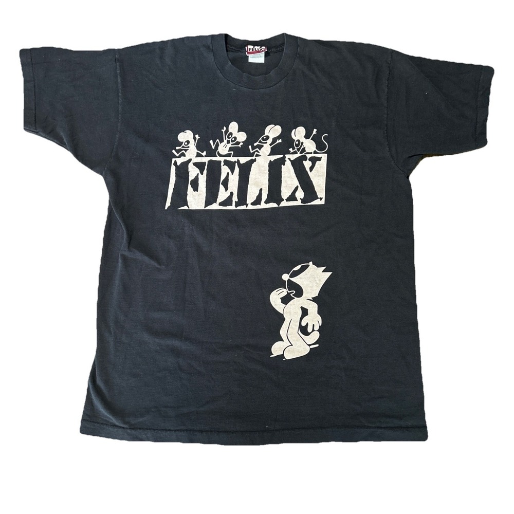 Vintage 90s Felix The Cat Cartoon Box Logo Tee Shirt USA Size One Size Fits All
